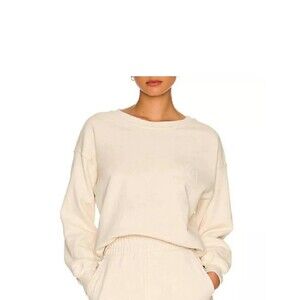 Revolve size M Well Being + Being Well Goldie Crewneck Sweatshirt Bone Cream
